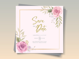 Wedding card design with beautiful blooming floral ornaments