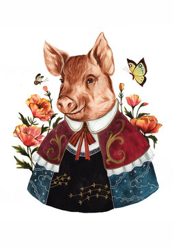 this is my original art, watercolor painting of the pig portrait can be accepted without an Artwork Property Release. 