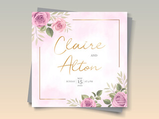 Wedding card design with beautiful blooming floral ornaments