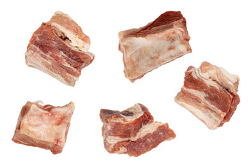 pieces of pork isolated on white background