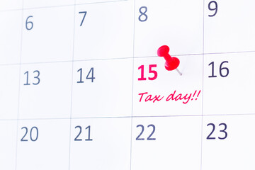 Tax payment day. Deadline, calendar.
