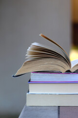 Stack of books. Selective focus.