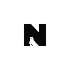 letter N and bird logo design vector