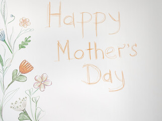 Mother's Day card drawn by a child close up.