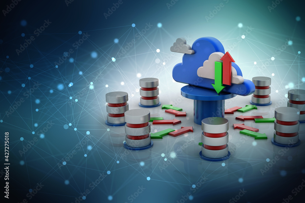 Poster 3d rendering database storage data base