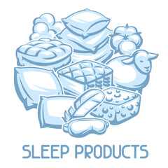 Background with bedroom items. Bedding and sleeping accessories.