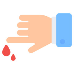 Blood drops with hand showcasing finger cut icon