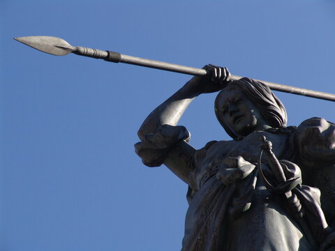 Detalle de la estatua de Mar&iacute;a Pita, una heroina gallega por la libertad de su pueblo y su patria. En La Coru&ntilde;a, Espa&ntilde;a