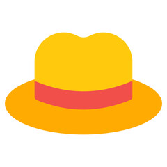 A headwear accessory icon, flat design of summer hat