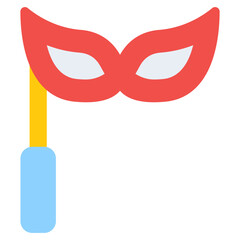 Face mask covering eye, flat icon of carnival mask