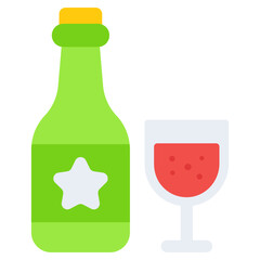 Editable flat design of wine bottle icon