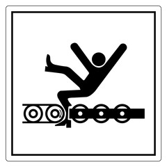 Warning Exposed Conveyor And Moving Parts Will Cause Service Injury Or Death Symbol, Vector Illustration, Isolate On White Background Label. EPS10