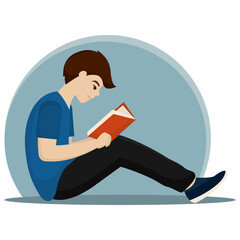 Man reading a book. Hobbies concept - Vector illustration