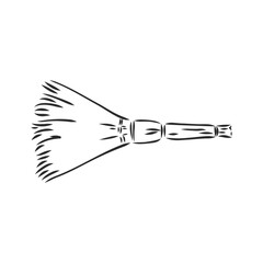 Black outline vector broom on white background.