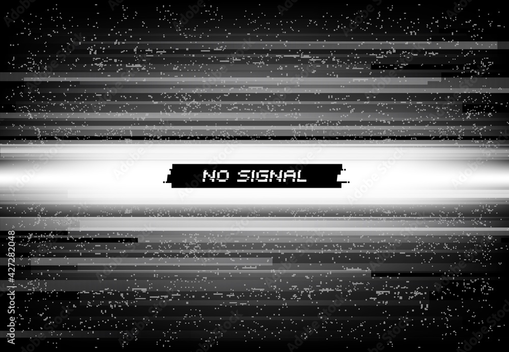 Aufkleber no signal on screen background, glitch mosaic digital noise. video source failure, digital file corr