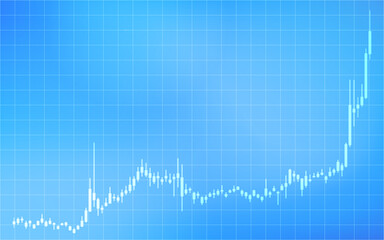 株やFXや仮想通貨に使われるローソク足チャート、上昇、青背景