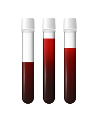 Transparent test tubes with blood. Vector illustration