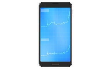 スマホの縦画面で見る株やFXや仮想通貨に使われるローソク足チャート、上昇