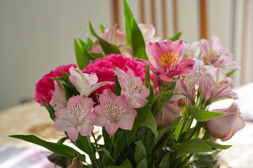 A Bouquet of Flowers in the Kitchen