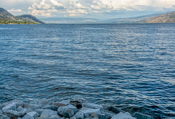 Okanagan lake overview on a bright summer day