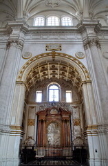View of the elaborate architecture inside the Santa Maria de la Encarnacion Cathedral Granada,...