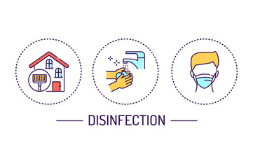 Desinfection color line icons set. Virus protection. Pictograms for web page, mobile app, promo. UI UX GUI design element.