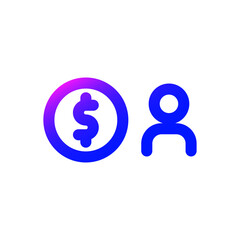 Blue coin and man icon