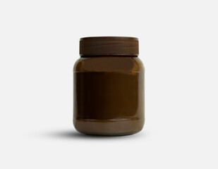 standing brown jar mockup. unlabeled jar, empty label space for food and health care mockup advertisement.
