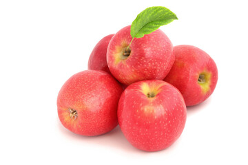 Several red apple with leaf isolated on white