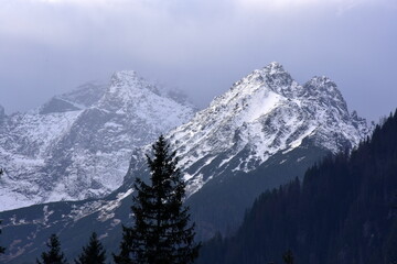 Fototapeta na wymiar The Tatras, mountains, trail conditions, winter in the Tatra National Park, Poland