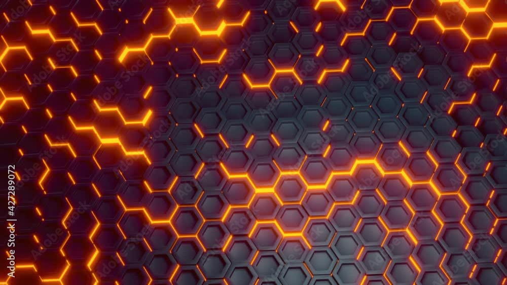 Canvas Prints futuristic sci-fi hexagon surface pattern with offset effect loop