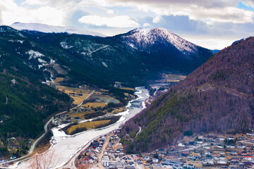 Panorama of the town of Otta, in the municipality of Sel, in the province of Oppland in the county of Innlandet, Scandinavia