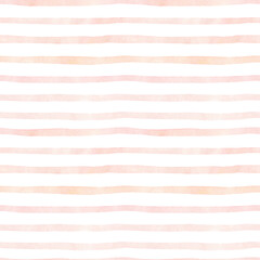 Watercolor striped seamless pattern in pastel colors. Abstract hand-drawn background. Muted pink and peach shades. Perfect for wrapping paper, covers, prints, invitations, decorations.