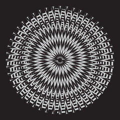 Abstract striped black and white Spiral design element