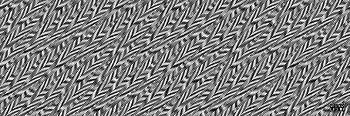 Seamless Abstract Black and White Geometric Pattern with Stripes. Optical Psychedelic Illusion. Entwined Structural Texture. Vector Illustration