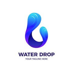 Blue Water Drop 3D Abstract Logo Vector
