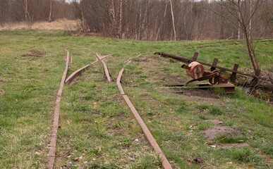 Die Weiche  einer Torfbahn