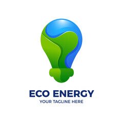 Eco Energy Light Bulb 3D Logo Template