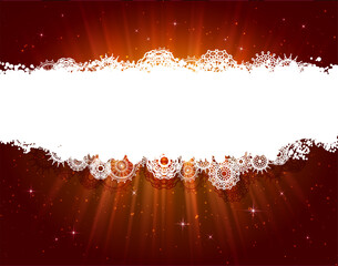 White lace field for text on a red bright background.
