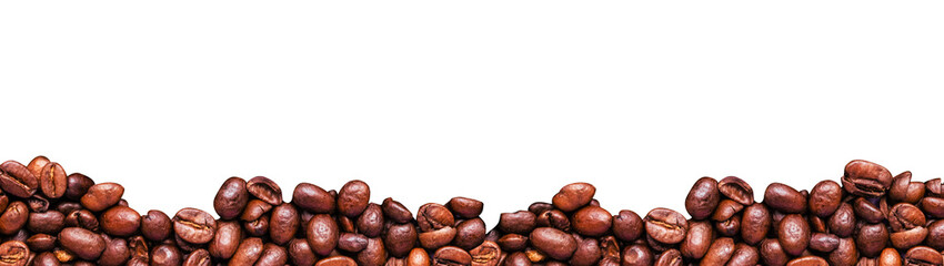 Roasted coffee beans pattern background, flat lay