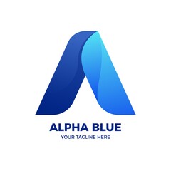 Geometric Gradient Blue Triangle Letter A Logo Template