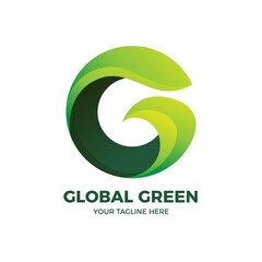 3D Green Letter G Nature Gradient Logo Template