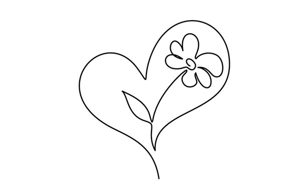 Flower Inside Heart. Symbol Of Love, Care And Happiness