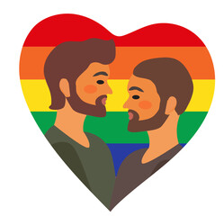 Vector illustration of happy homosexual men couples.