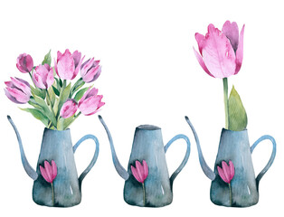 Realistic tulips set. Not trace. The blank for your design. Pon white background. © Tatyana
