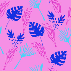 Funky Tropical Vector Seamless Pattern. Cool Summer Fabrics. Beautiful Male Shirt Female Dress Texture.