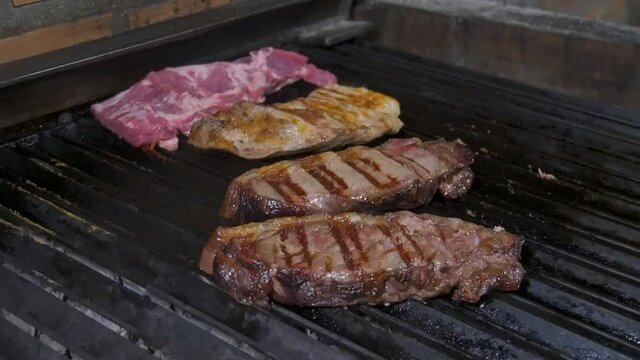 Grilled juicy beef entrecote in a restaurant