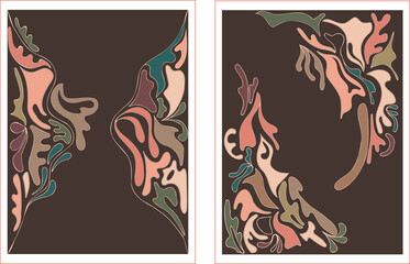 set of design templates with flowing floral abstract shapes