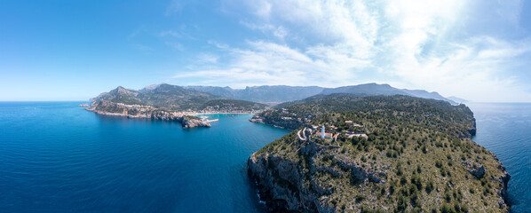 Beautiful view over Faro del Cap Gros at Mallorca in Spain