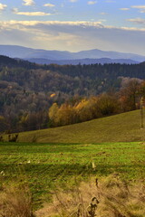 Pogórze Rożnowskie, Polska, szlaki górskie, jesień
